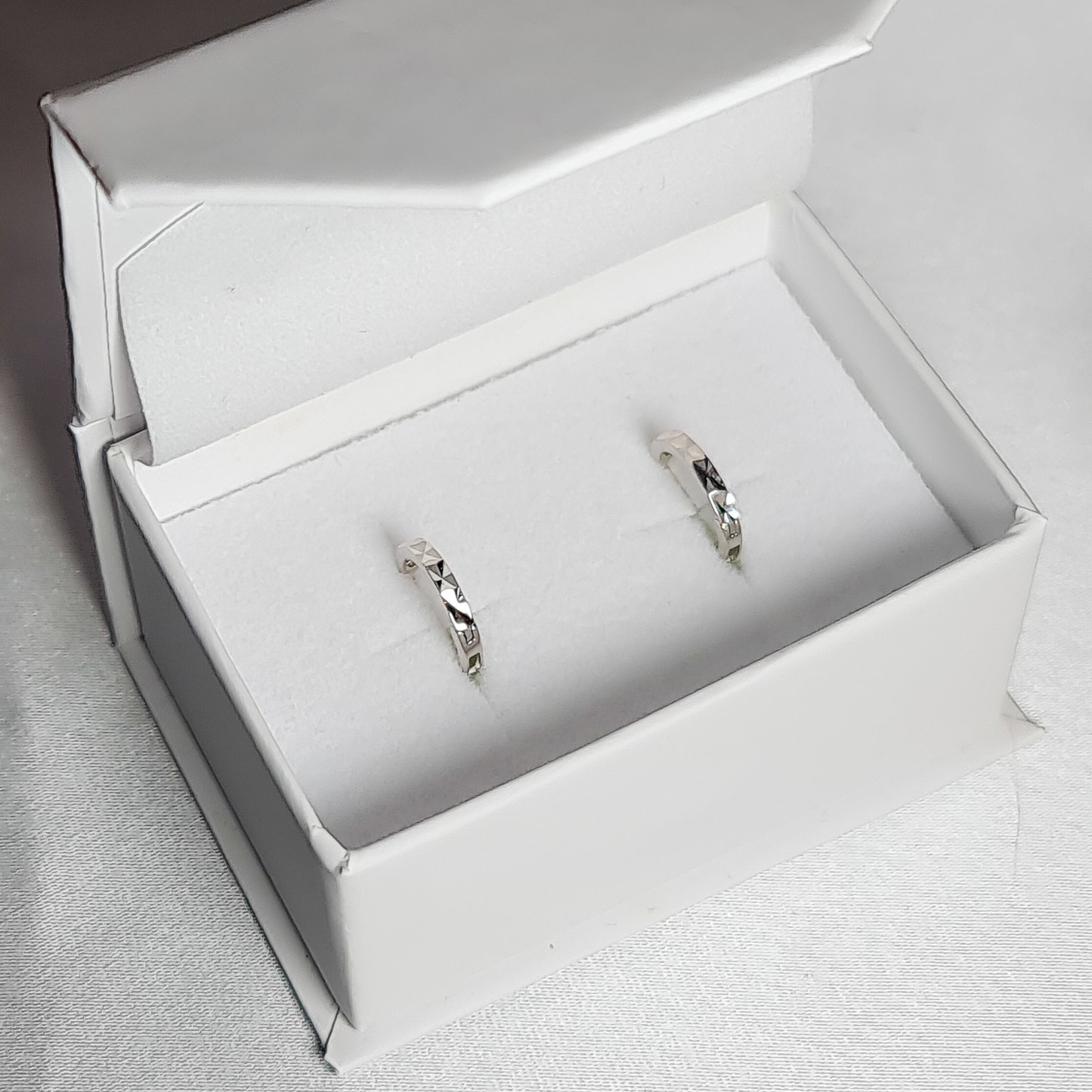 Geometric Minimalist Silver Huggies