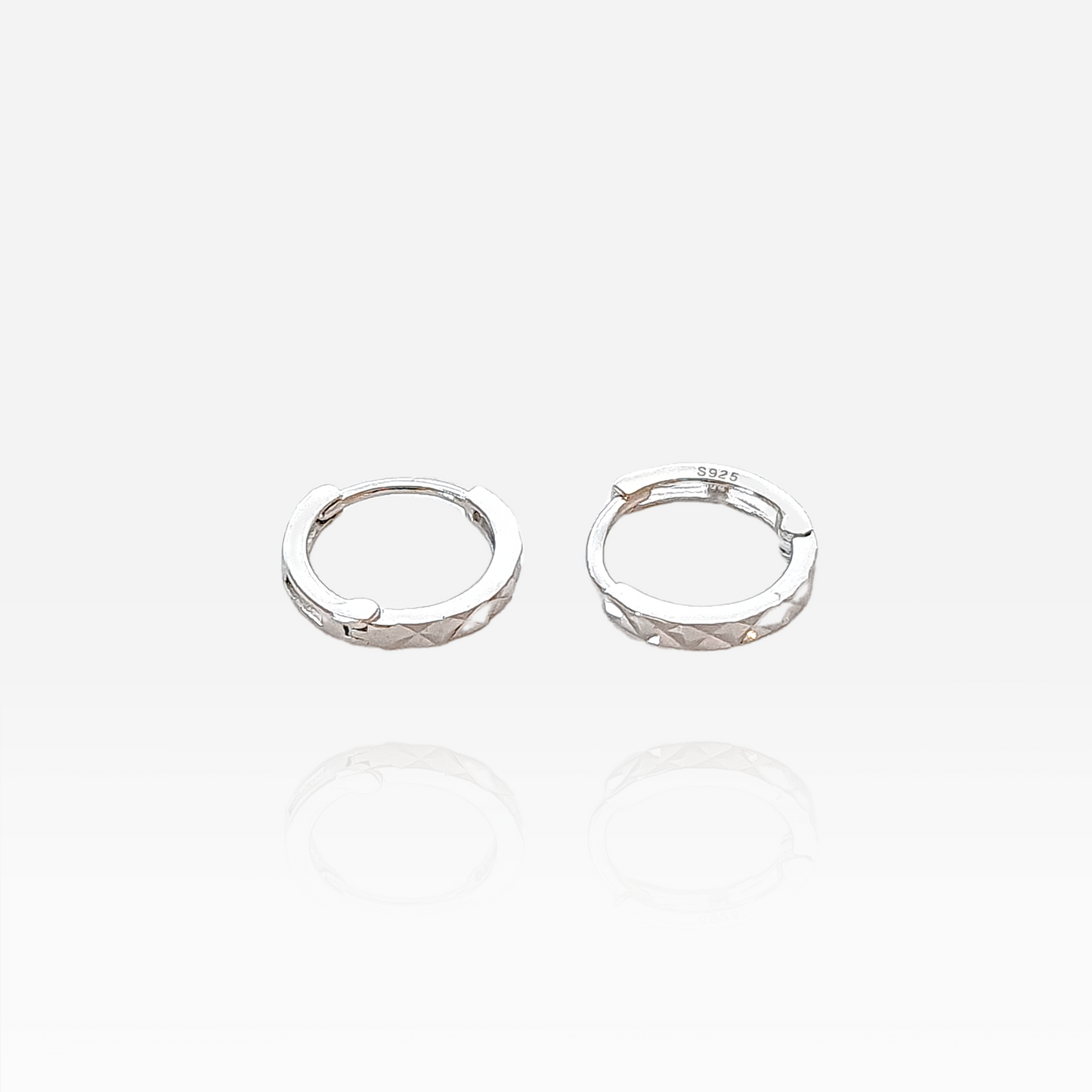 Geometric Minimalist Silver Huggies