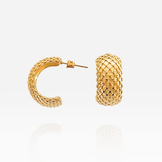 Ribbed Gold Studs